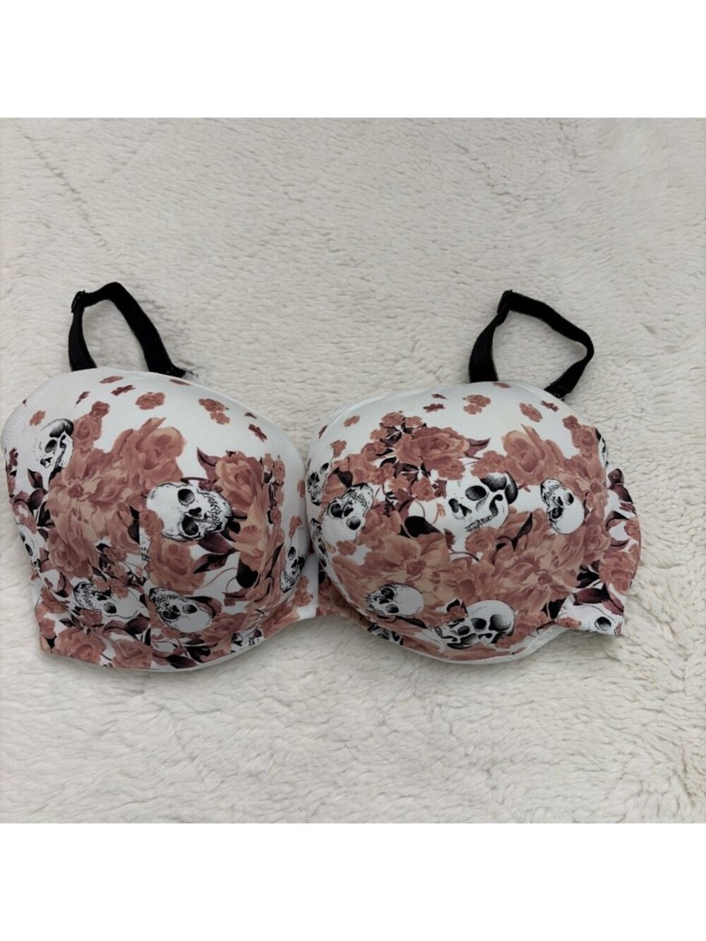 Torrid Womens 40 DD Floral Skull Bra Edgy Punk